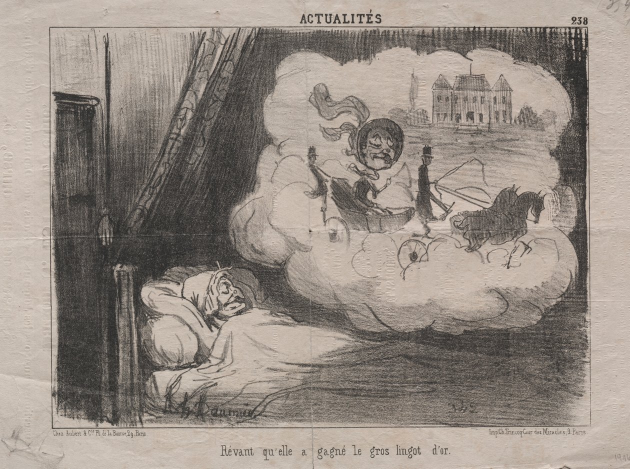 Aktualiteter (nr 238): Drömde att hon hade vunnit många guldtackor av Honoré Daumier
