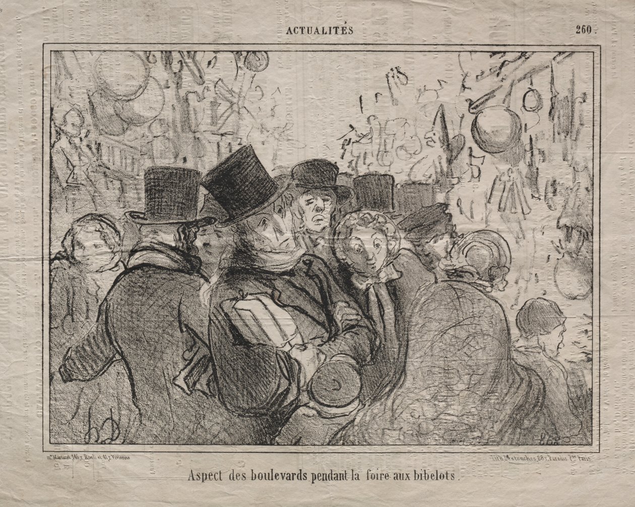 Aktualiteter (nr 260): Utsikt över boulevarder under en marknad för prydnadssaker av Honoré Daumier