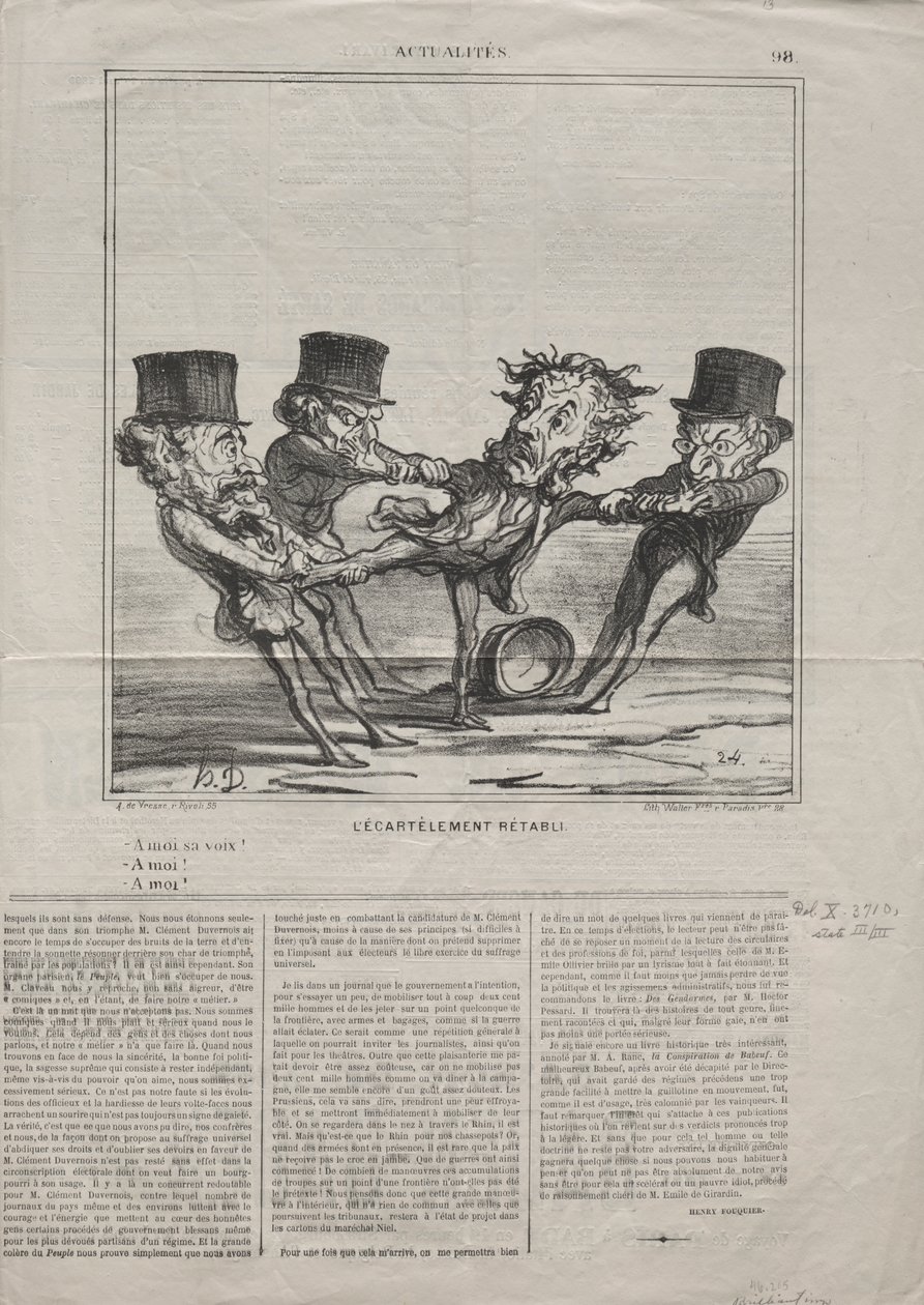 Aktualiteter (nr 98): Kvarteringen återinförs av Honoré Daumier