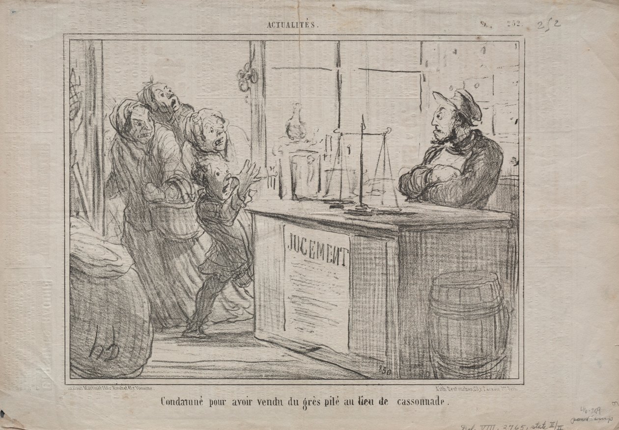 Aktualitet nr 252: Dömd för att ha sålt en hög med sand istället för fuktigt farinsocker, 1855. av Honoré Daumier