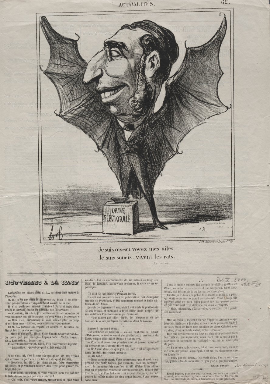 Aktualitet nr 62: Jag är en fågel, se mina vingar..., 1869. av Honoré Daumier