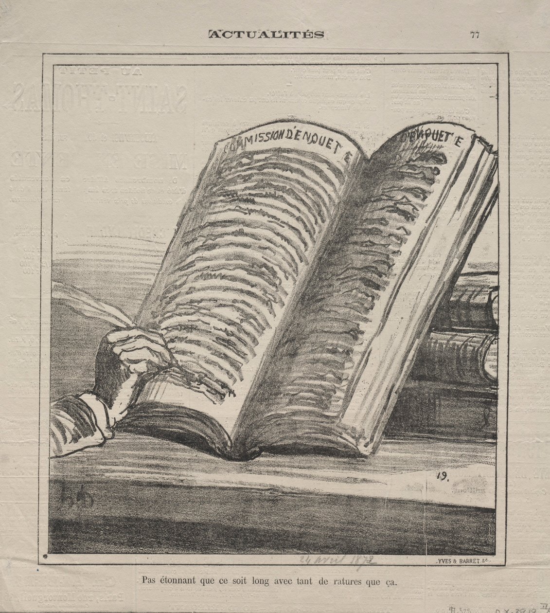 Aktualitet nr 77: Bli inte förvånad över att den är lång och med många korrigeringar, 1872. av Honoré Daumier