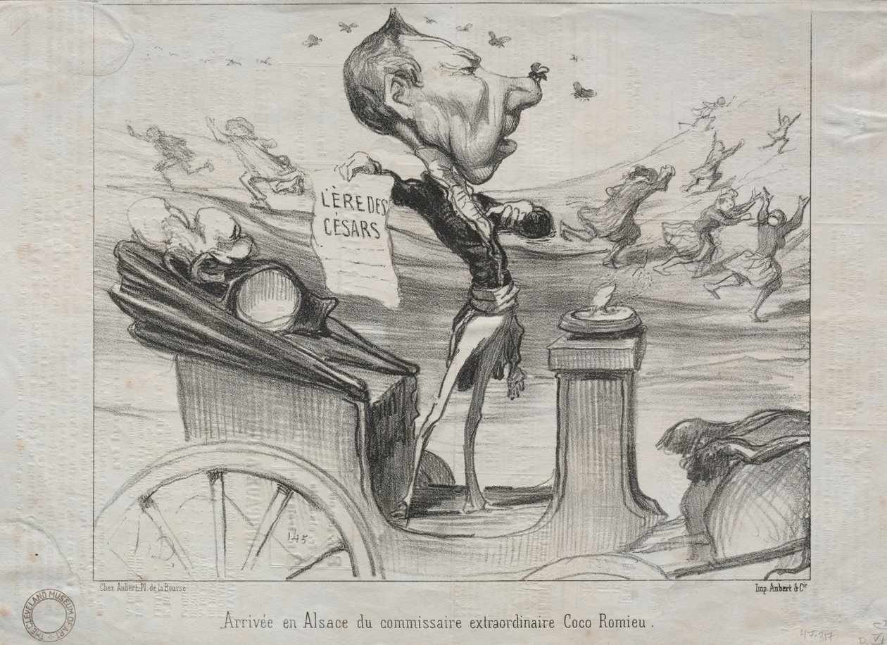 Aktualitet nr. 81: Den extraordinära kommissarien Coco Romieu anlände till Alsace, 1850. av Honoré Daumier