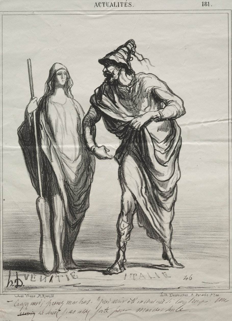 Aktualiteter, skylt 181: Vad tar du mig för! Ta min arm av Honoré Daumier