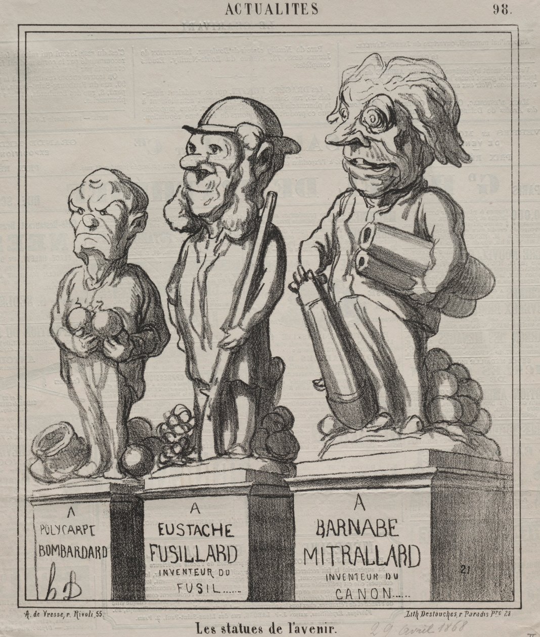 Faktaskylt 98: Framtidens statyer, 1868. av Honoré Daumier