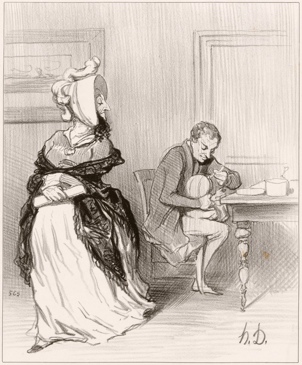 Farväl, min kära, jag går till mina förlag... av Honoré Daumier