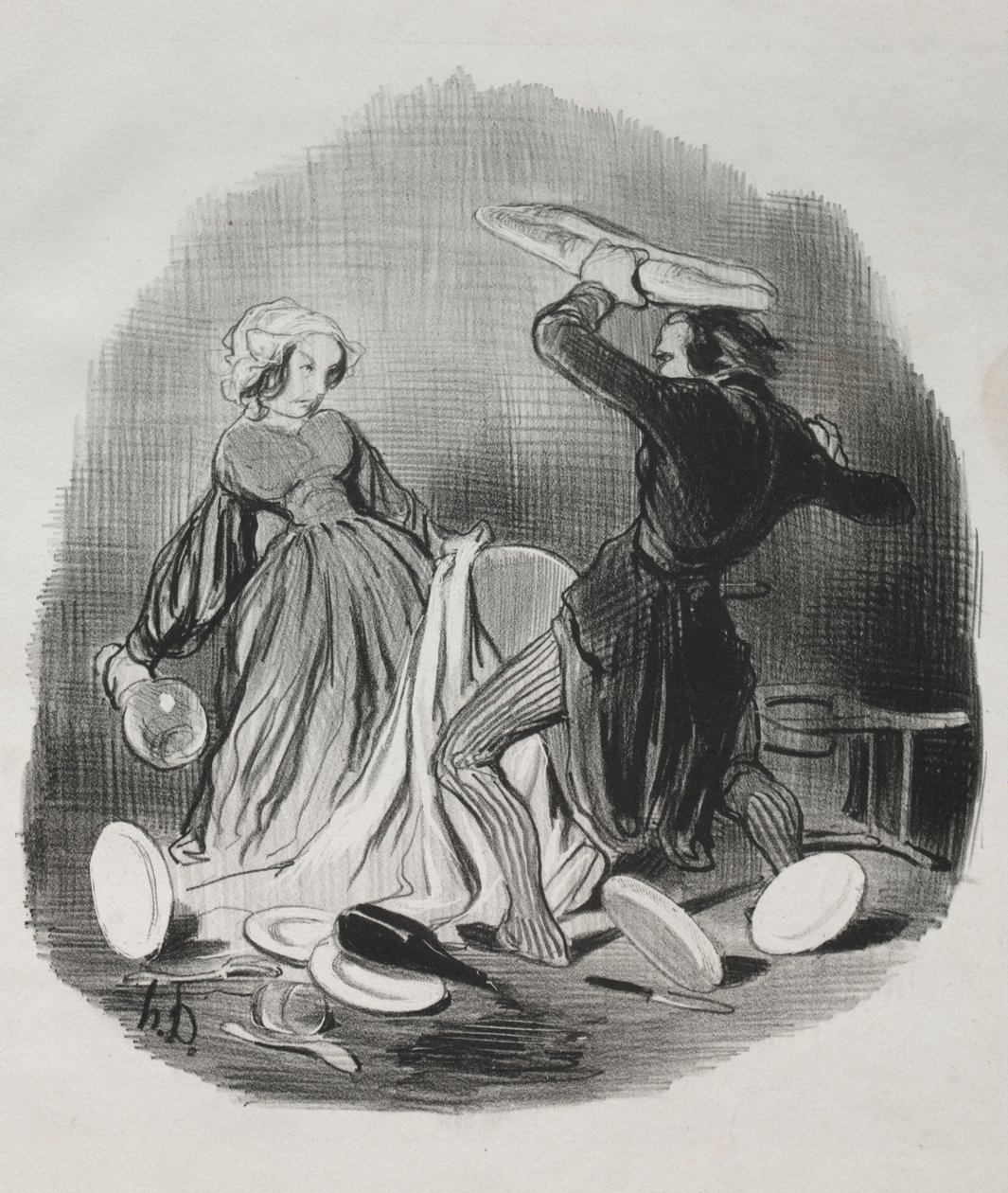 Ah! Du tror att din fru inte ger tillräckligt för dig, skurk. . . . av Honoré Daumier