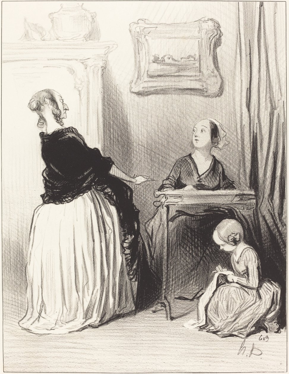 Ah!... vilken unik utbildning ger du din dotter?... av Honoré Daumier
