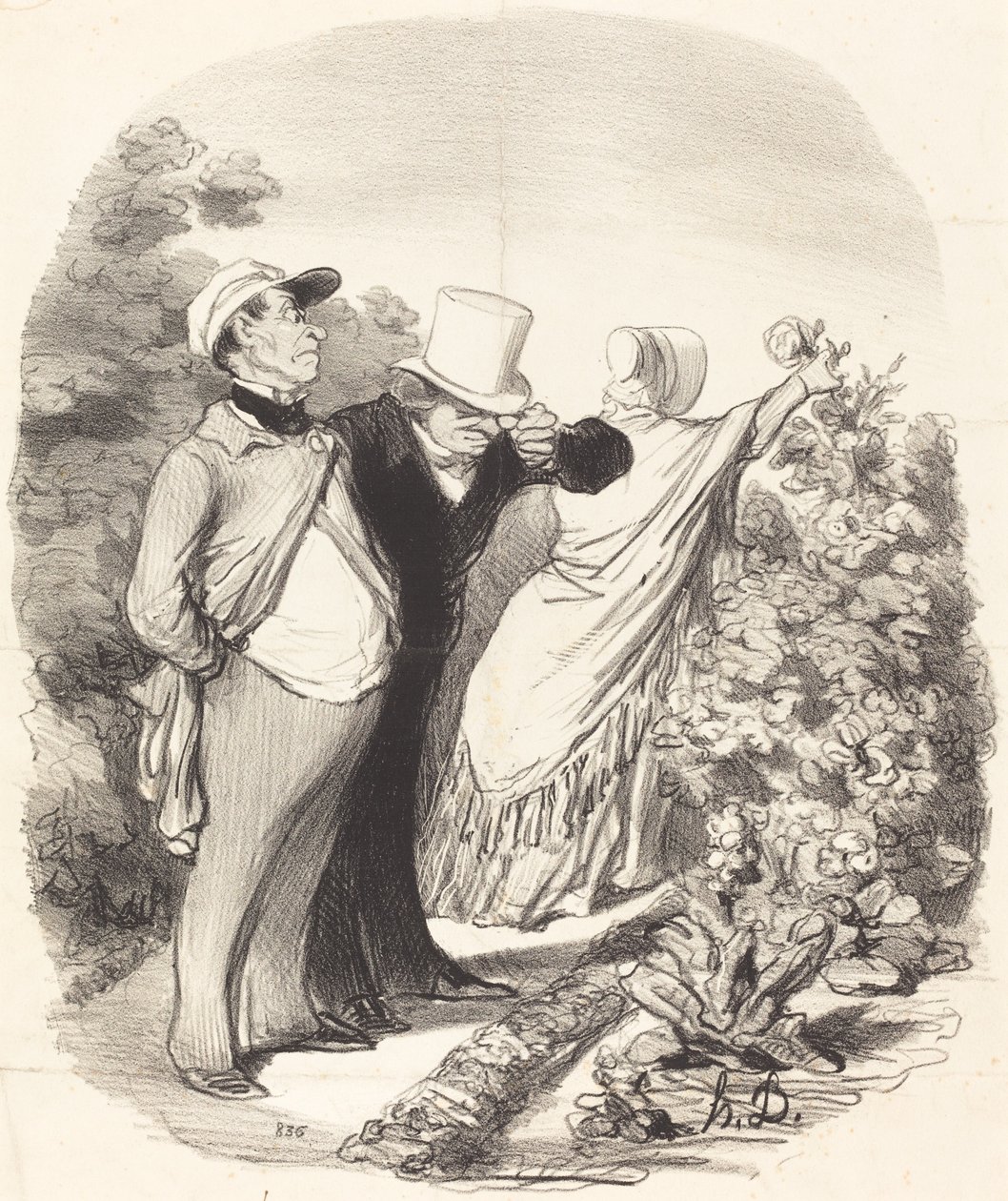 Kom igen!... här plockar hon en ros åt mig... av Honoré Daumier