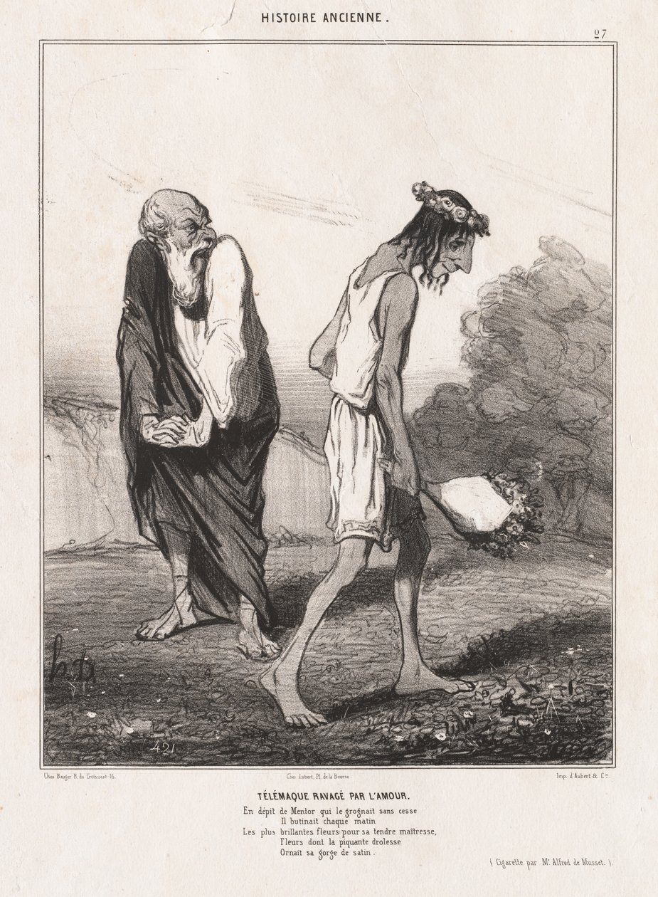 Forntida historia: Pl. 27, Telemachus härjad av kärlek av Honoré Daumier