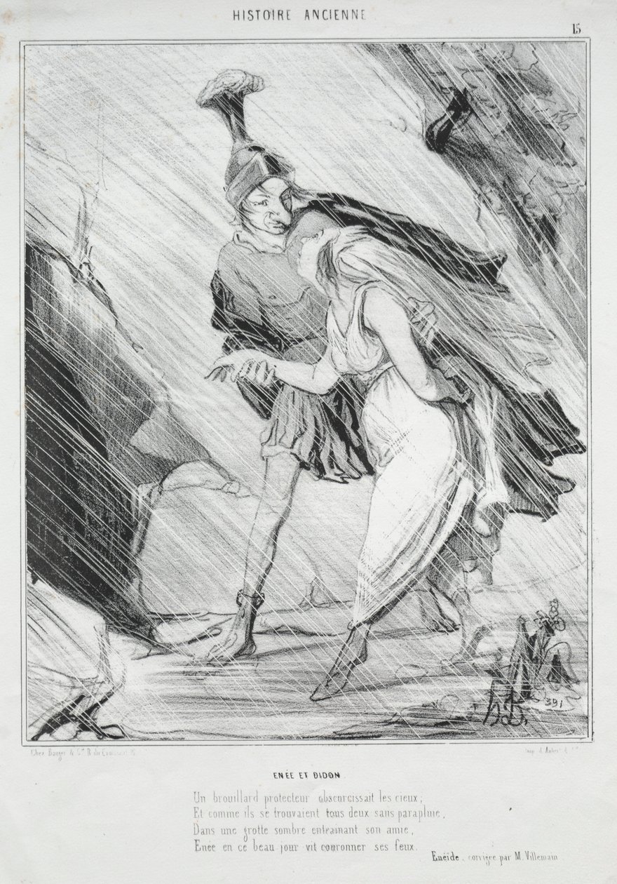 Ancient History skylt 15: Aeneas och Dido, 1842. av Honoré Daumier
