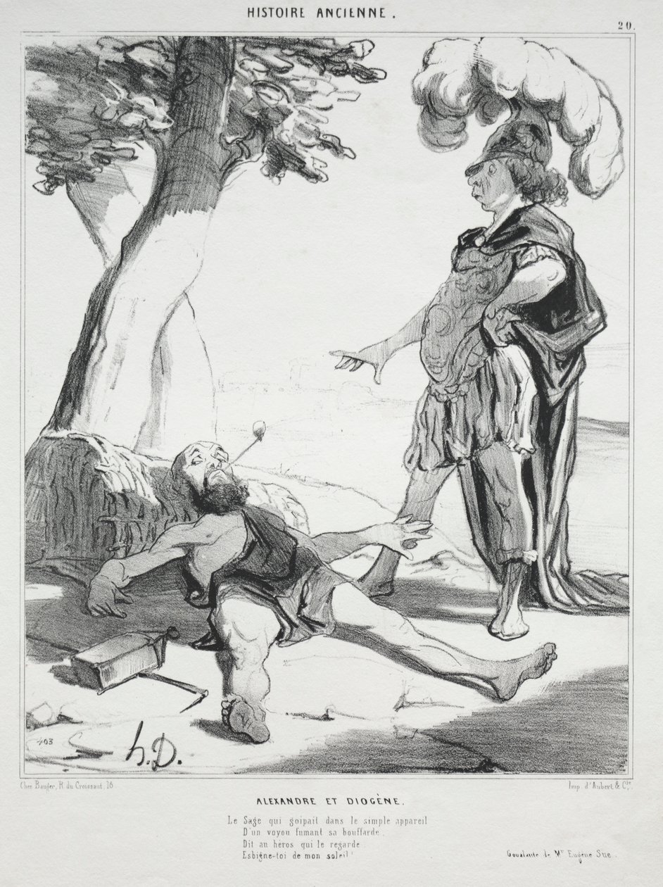 Ancient History, plåt 20: Alexander och Diogenes av Honoré Daumier