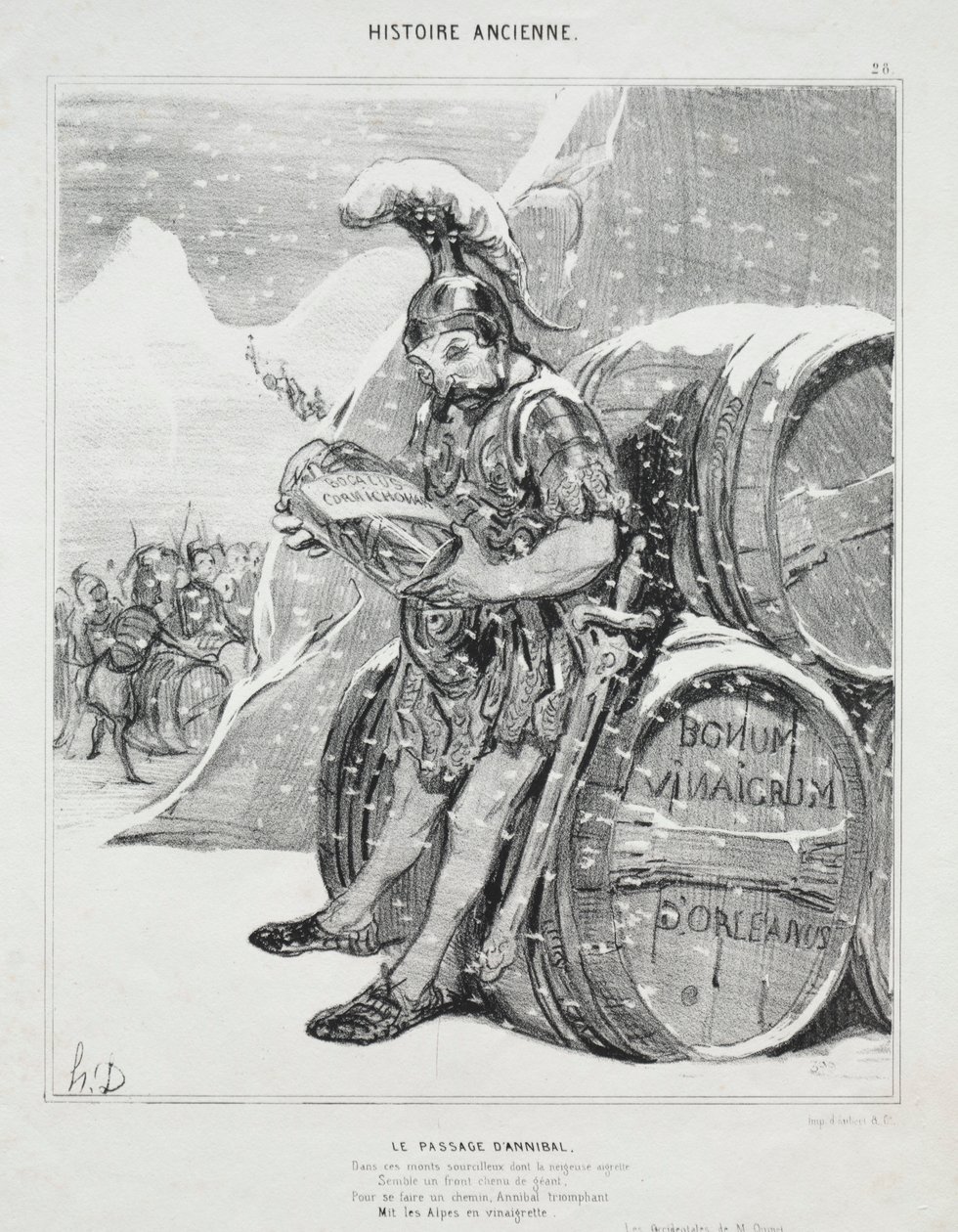 Ancient History, skylt 28: The Passage of Hannibal, 6 oktober 1842. av Honoré Daumier