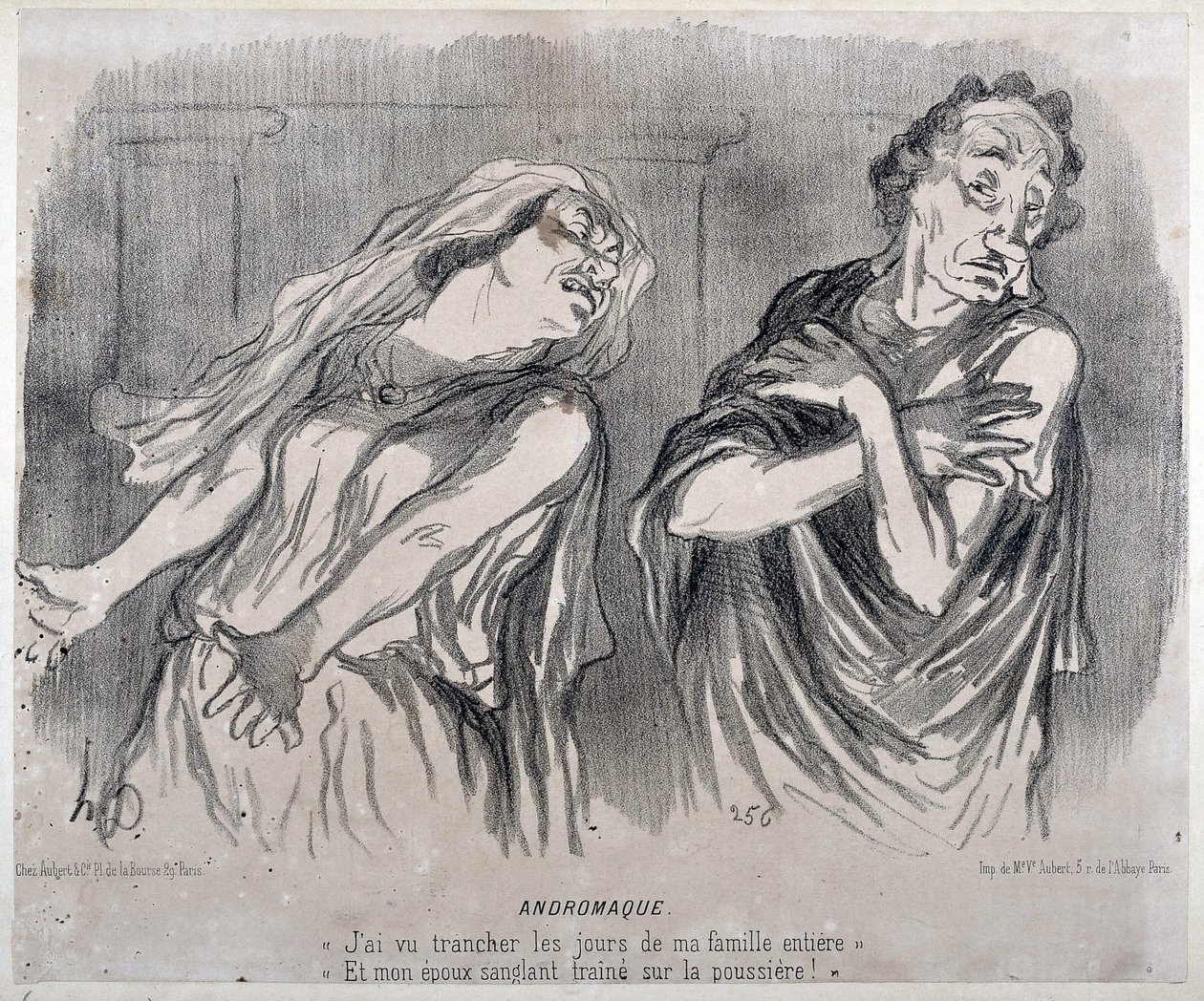 Andromaque-gravyr av Honore Daumier (1808-1879) i ""Le Charivari""". Palais Longchamp, Museum of Fine Arts i Marseille. av Honoré Daumier