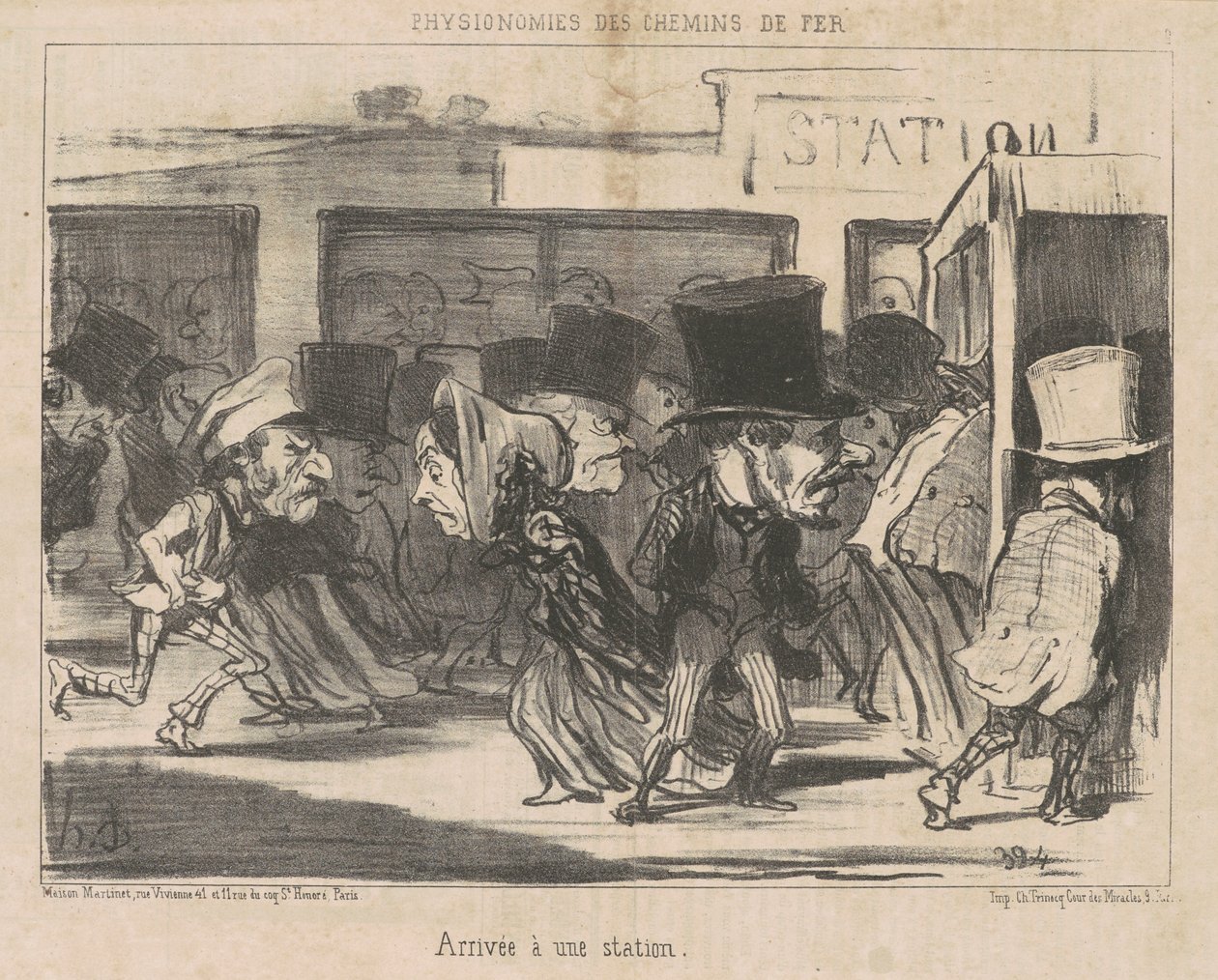 Ankomst till en station av Honoré Daumier