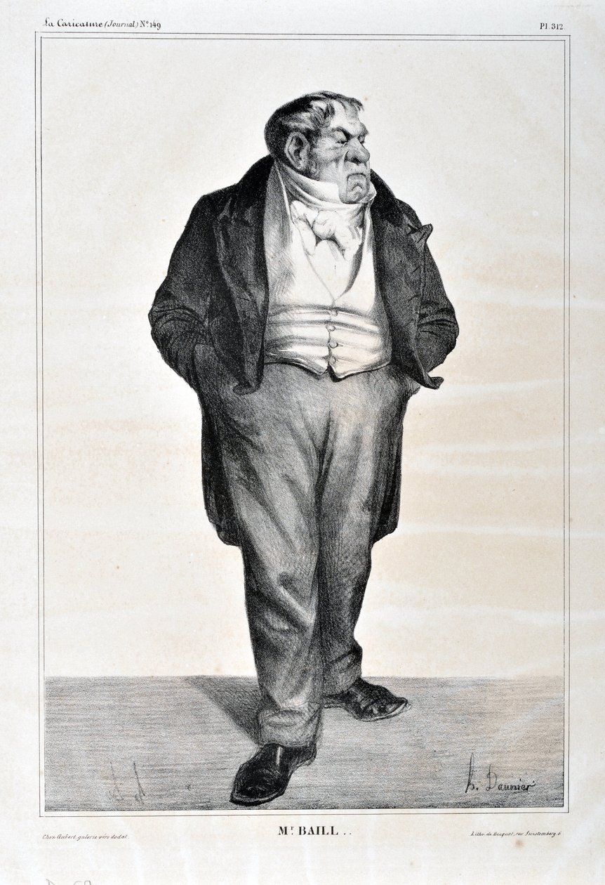 Konstverk av Honore Daumier (1808-1879). Charivari är från 1833: Serie Celebrites de la caricature "" Mr. Baill..."" KONSTMUSEET - PALACE LONGCHAMP, MARSEILLE av Honoré Daumier