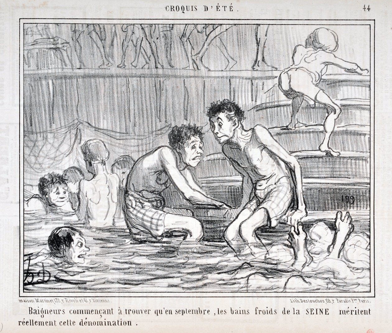 Konstverk av Honore Daumier (1808-1879) Charivari härstammar från 1858: Serie CRUQUIS D