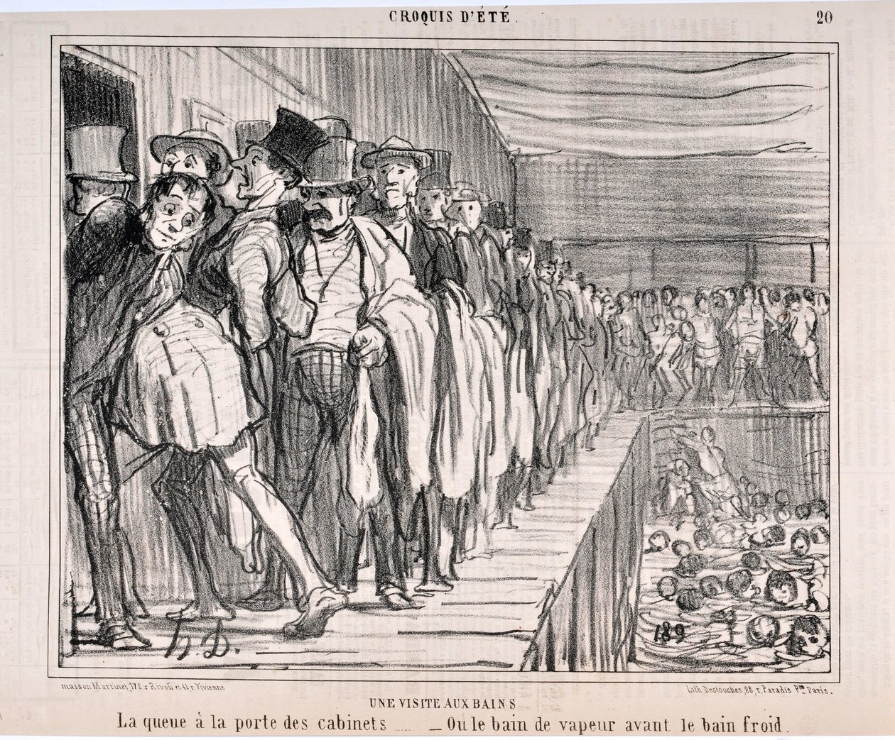 Konstverk av Honore Daumier (1808-1879) Charivari är från 1858: Serie CRUQUIS D