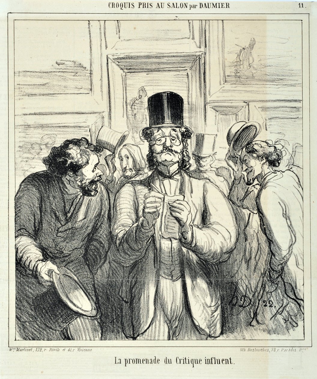 Konstverk av Honore Daumier (1808-1879). Charivari är från 1865: Serieskisser tagna på Salon La promenade du Critique inflytelserika MUSEE DES BEAUX ARTS - PALAIS LONGCHAMP, MARSEILLE av Honoré Daumier