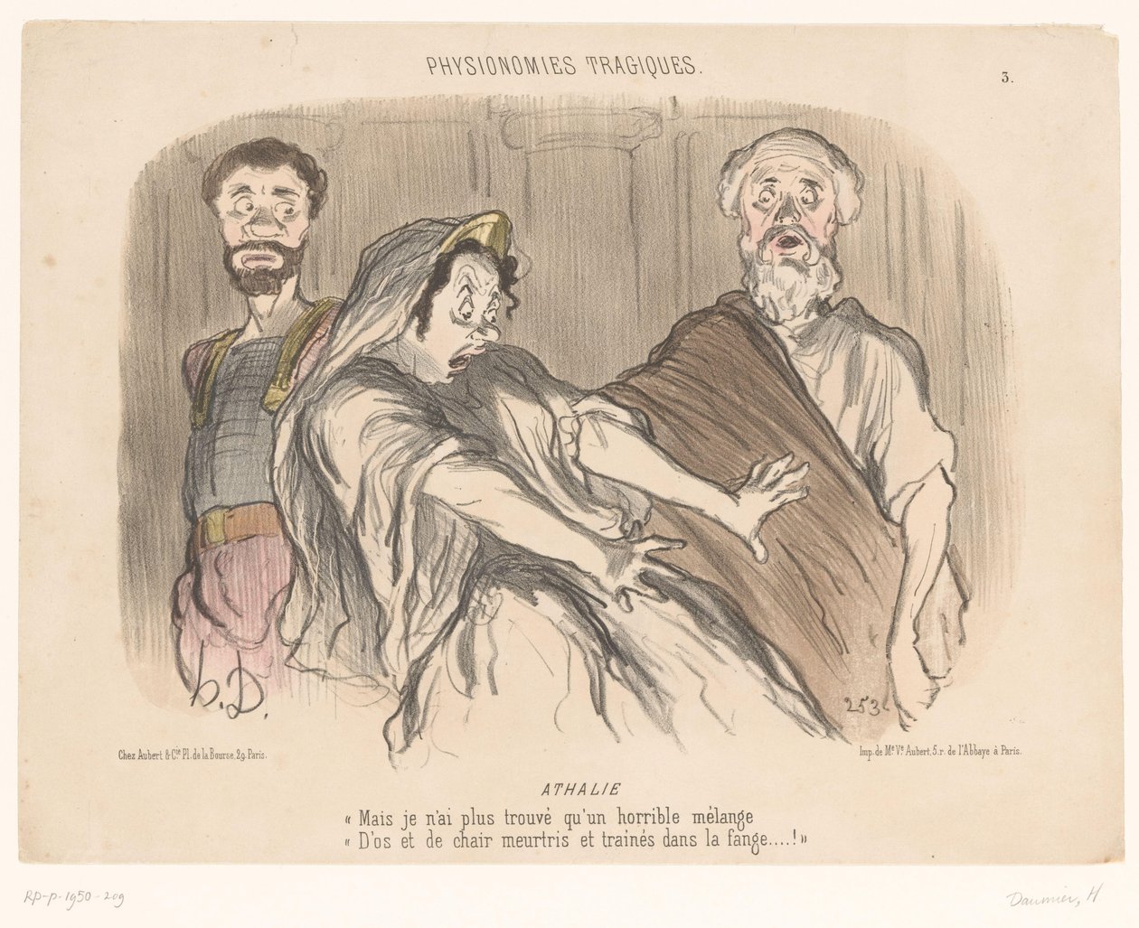 Atalja ser en skrämmande vision Athalie (titel på objekt) Tragic Faces (serietitel) Physionomies tragiques (serietitel på objekt) av Honoré Daumier