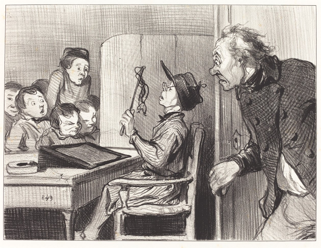 Vänta... Jag ska ge dig lite... från skolmästaren av Honoré Daumier