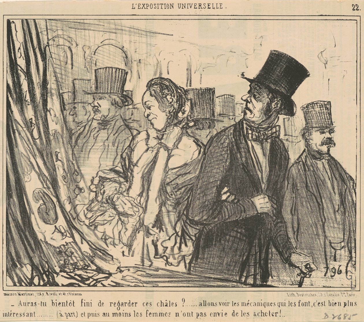 Blir du klar med att titta på de där sjalarna snart? av Honoré Daumier