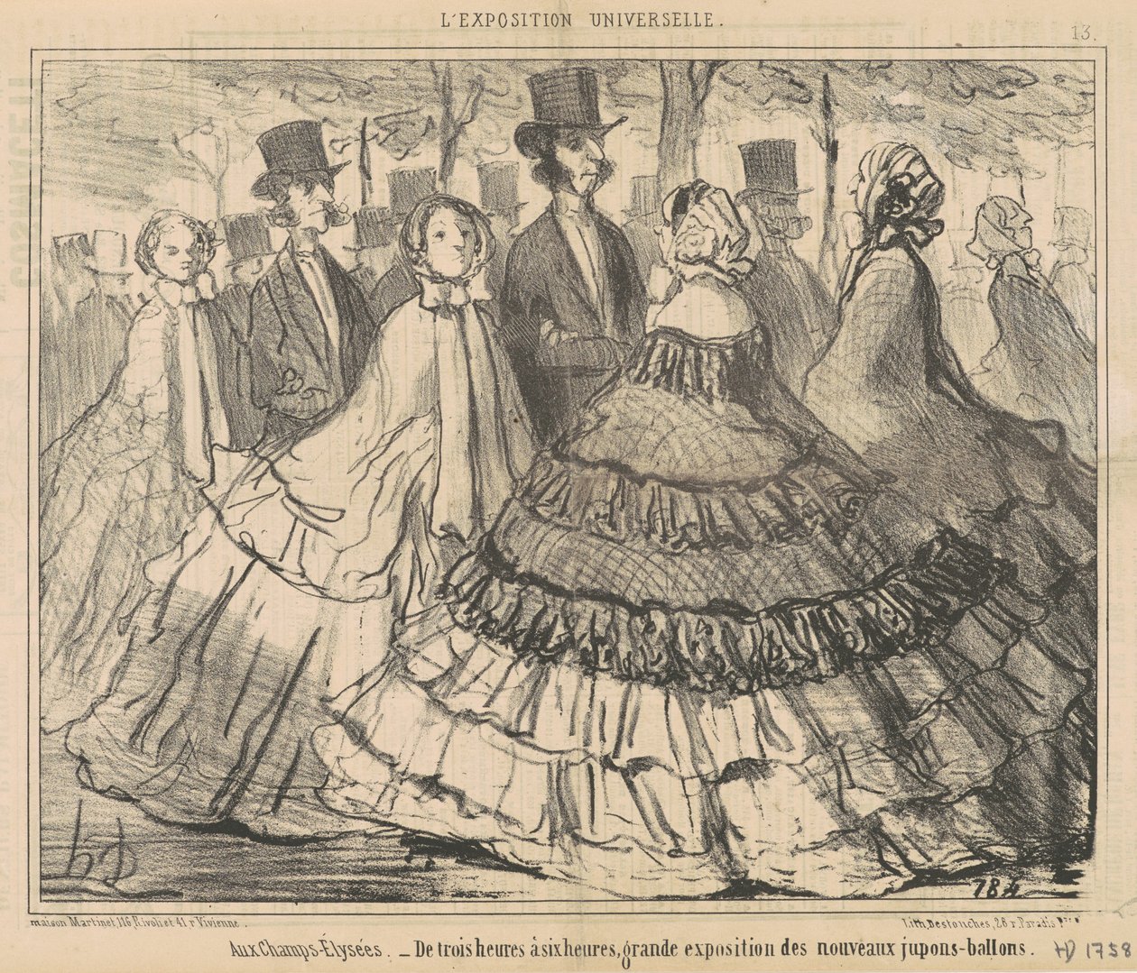 På Champs-Elysées... Från tre till sex timmar av Honoré Daumier