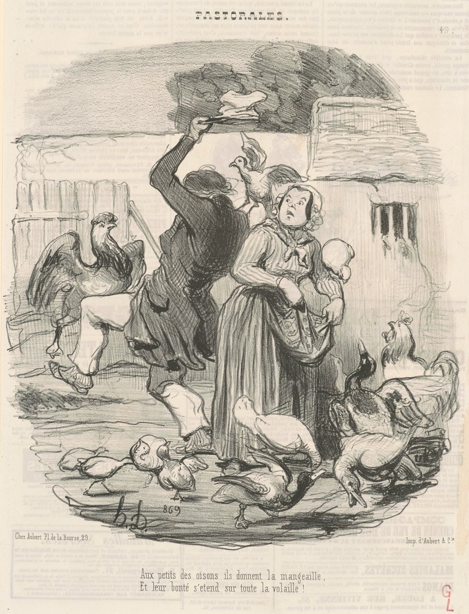 Till gässungarnas ungar ger de mat... av Honoré Daumier