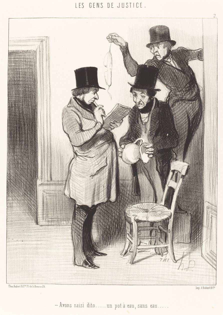 Vi beslagtog dito... en vattenkanna, utan vatten av Honoré Daumier