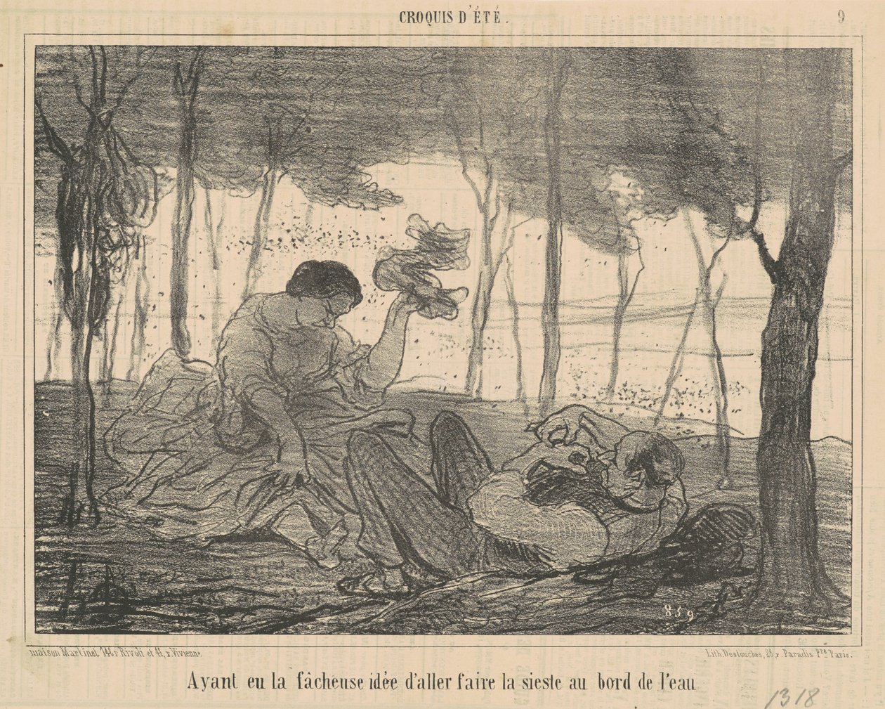 Efter att ha haft den olyckliga idén att gå... till vattenbrynet av Honoré Daumier