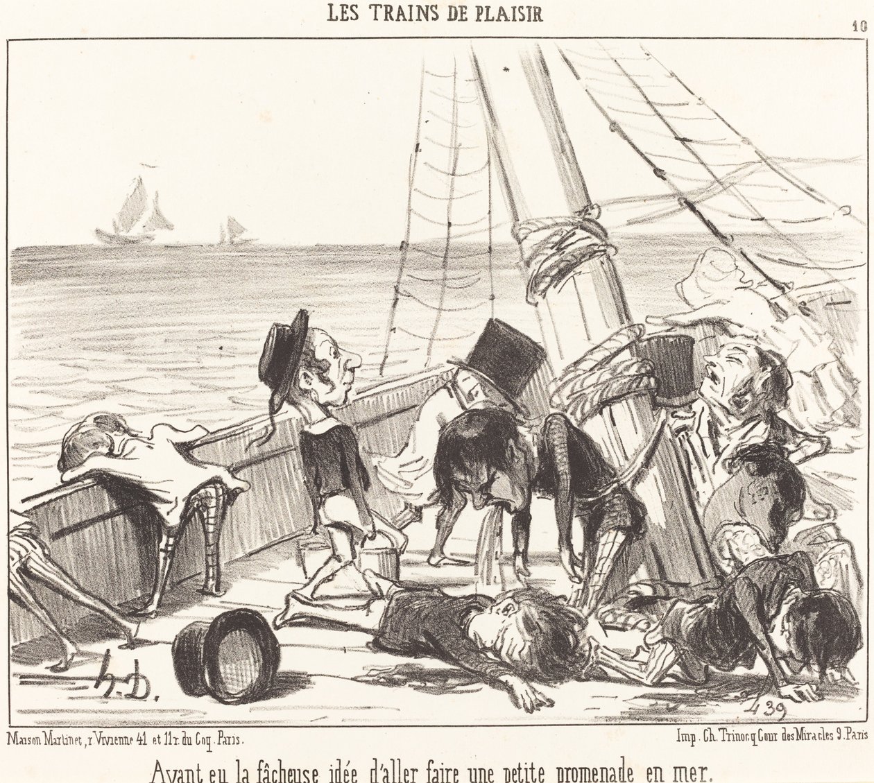 Efter att ha fått den olyckliga idén att åka... till sjöss av Honoré Daumier