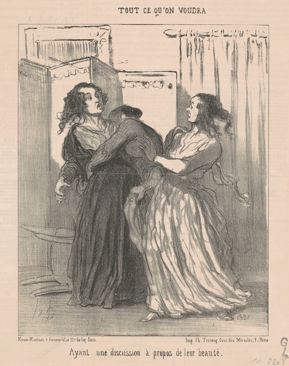 Att ha en diskussion om deras skönhet av Honoré Daumier