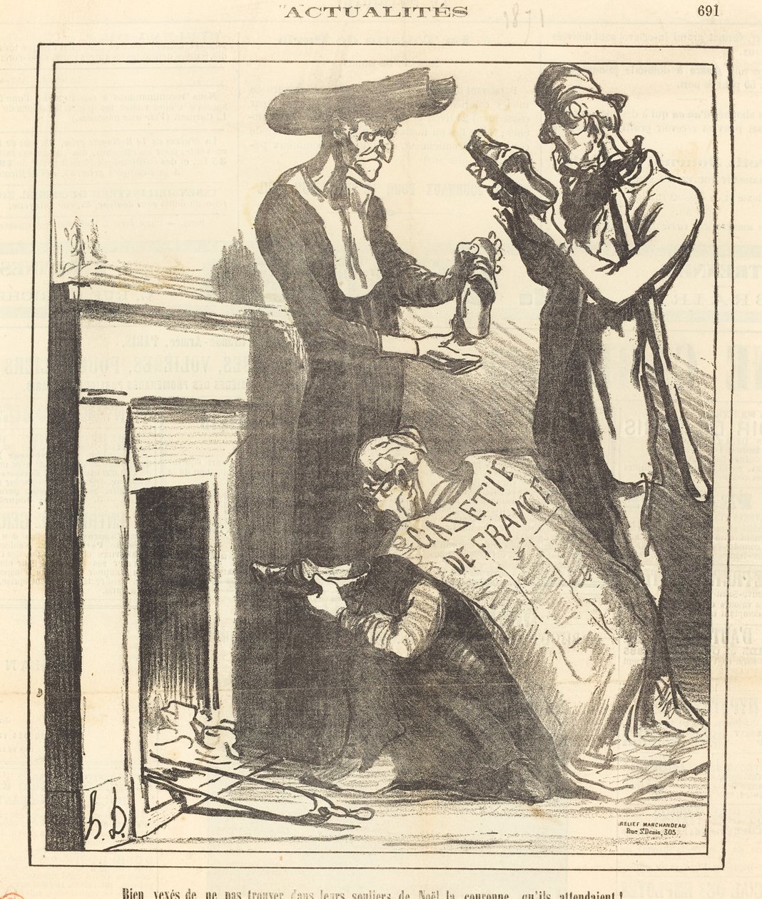 Mycket upprörd över att inte hitta... kronan... av Honoré Daumier