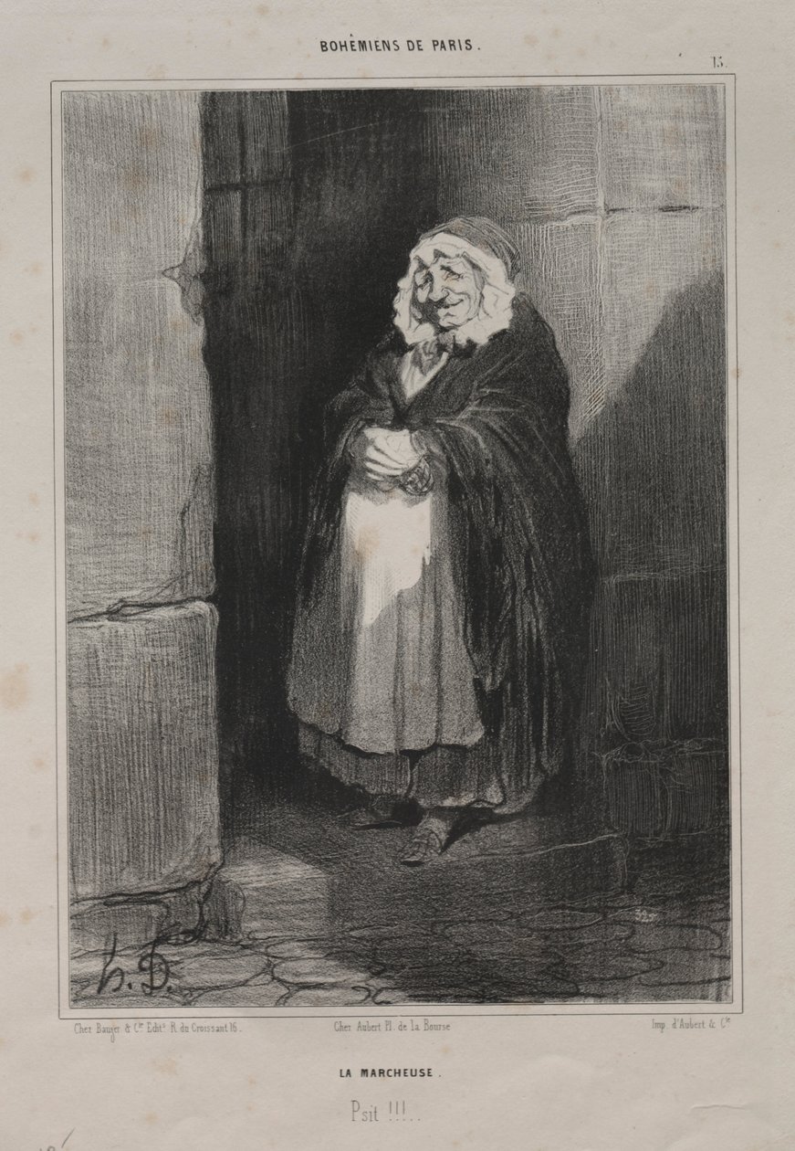 Bohemians of Paris, skylt 15: The Pedestrian or The Large Sick Woman, 1841. av Honoré Daumier
