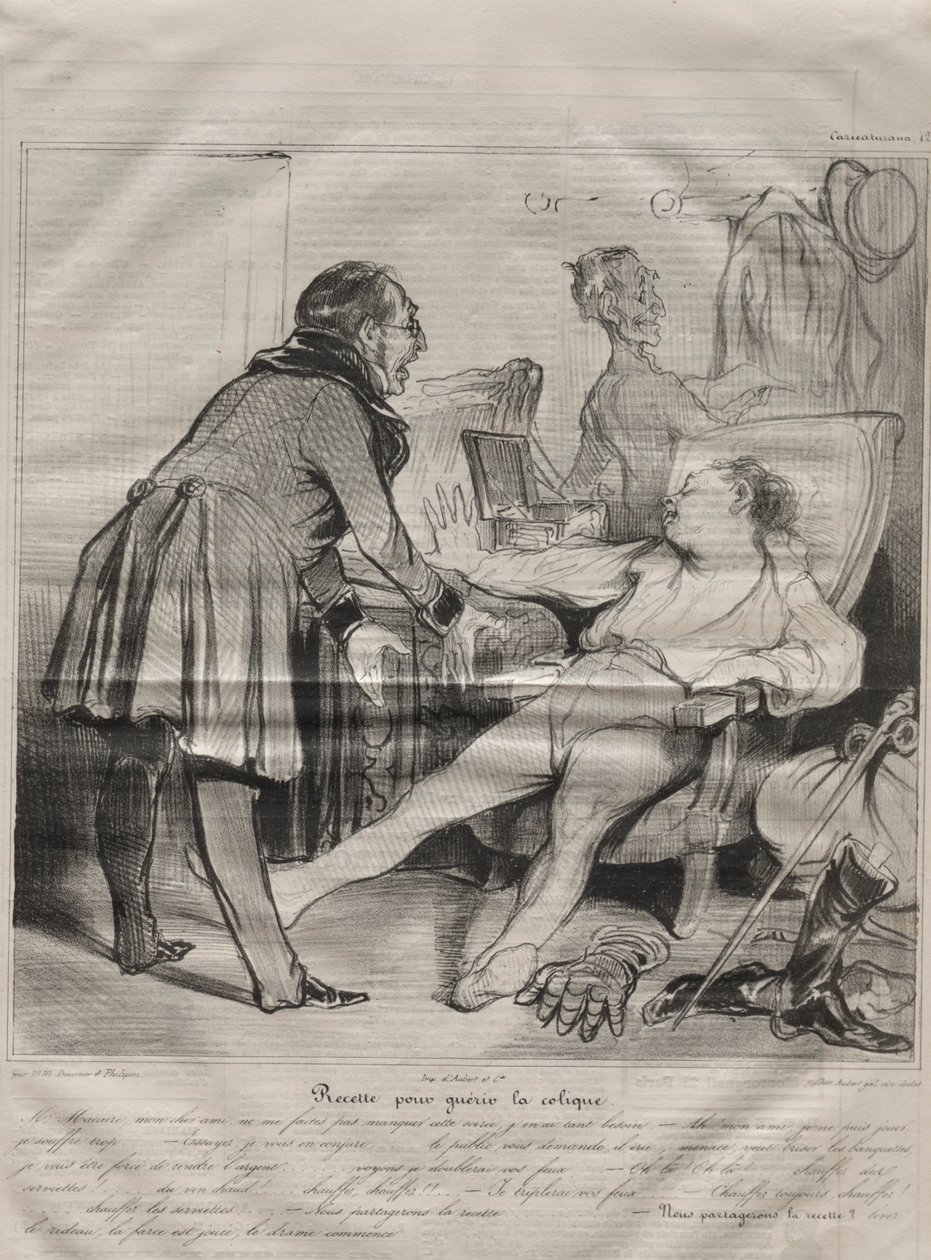 Caricaturana, skylt 72: Recept för att bota kolik, 14 januari 1838. av Honoré Daumier
