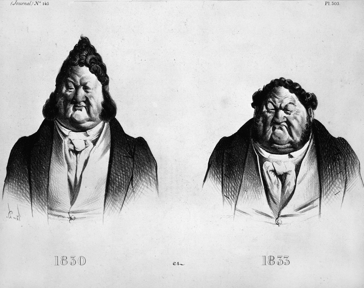 Tecknad film om Louis Philippe I (1773 - 1850) av Daumier (1808 - 1879) - i "" Journal", nr 145. Gravyr omkring 1833 av Honoré Daumier