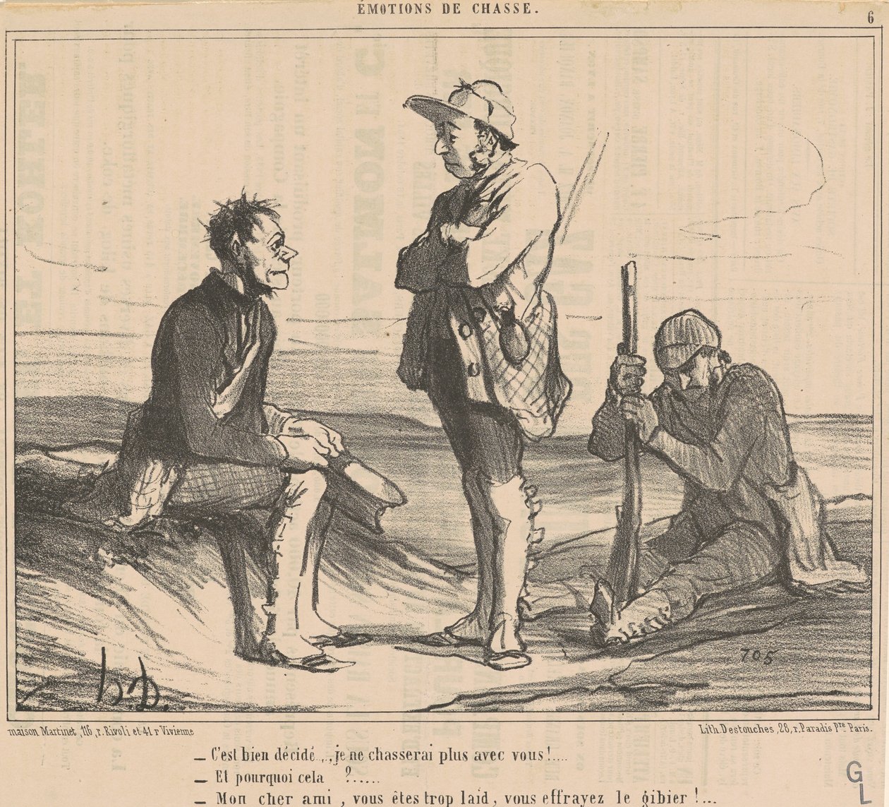 Det är bestämt... Jag ska inte jaga med dig längre! ... av Honoré Daumier