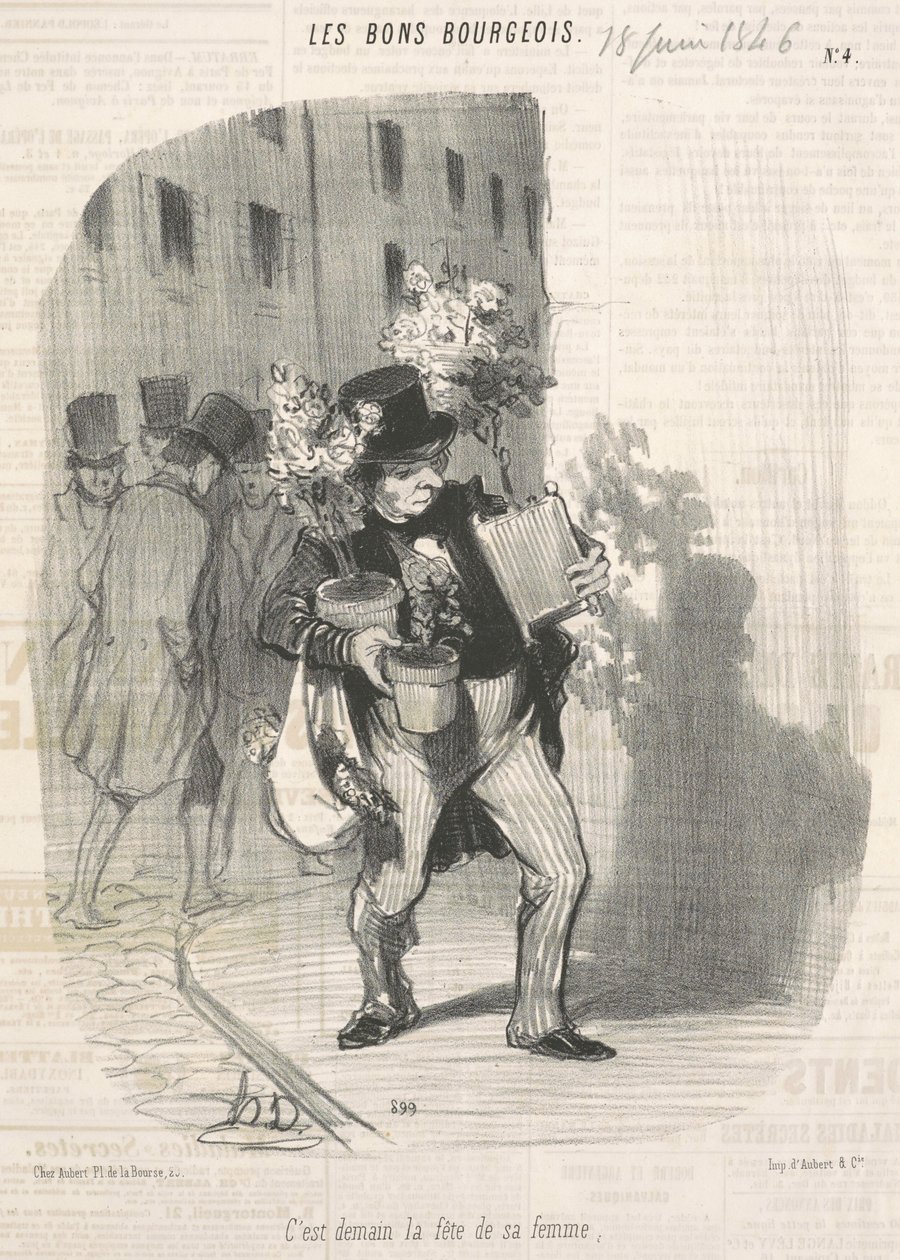 Imorgon är det hans frus födelsedag av Honoré Daumier