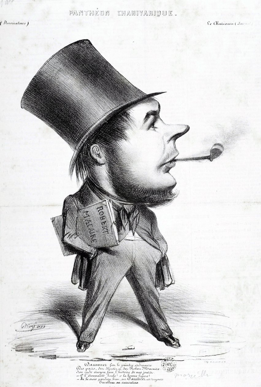 Charivaric Pantheon: Tecknad av Honore Daumier (1808-1879), fransk gravör, målare och skulptör. Gravyr i "" Le Charivari"". Mått: 32x22cm. Arbaud Museum. av Honoré Daumier