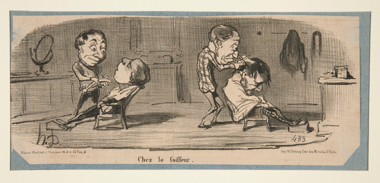 Hos skräddaren, hos frisören, i Charivari, 3, 16 och 19 februari 1853 av Honoré Daumier