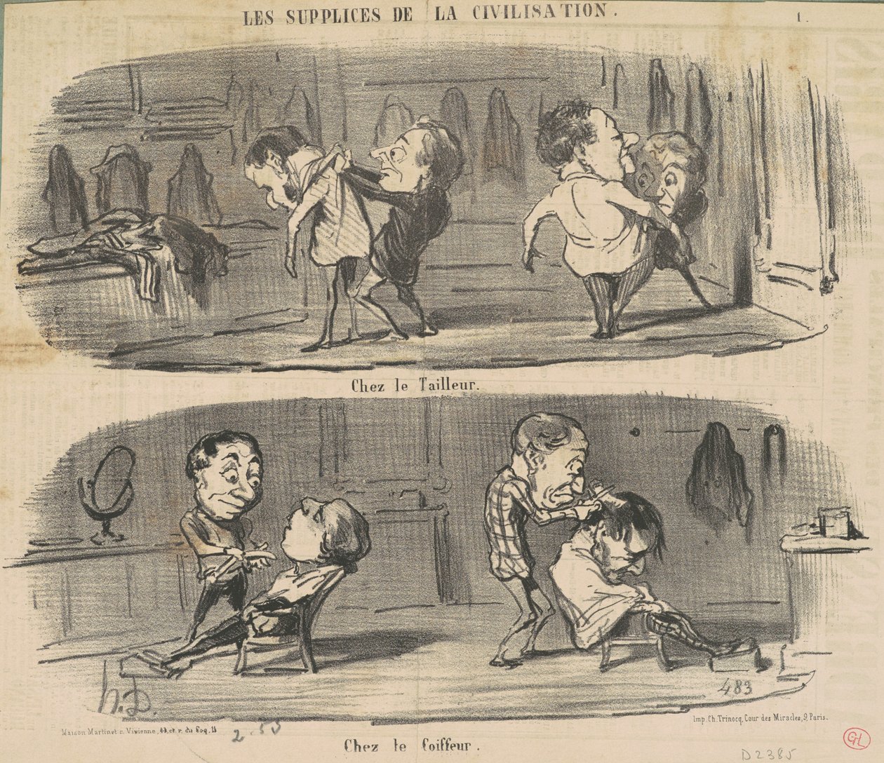 Hos skräddaren hos frisören av Honoré Daumier