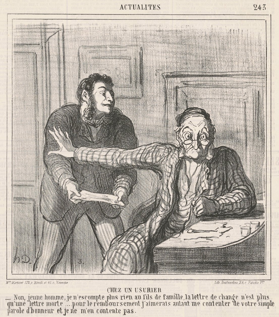 Hos en långivare av Honoré Daumier