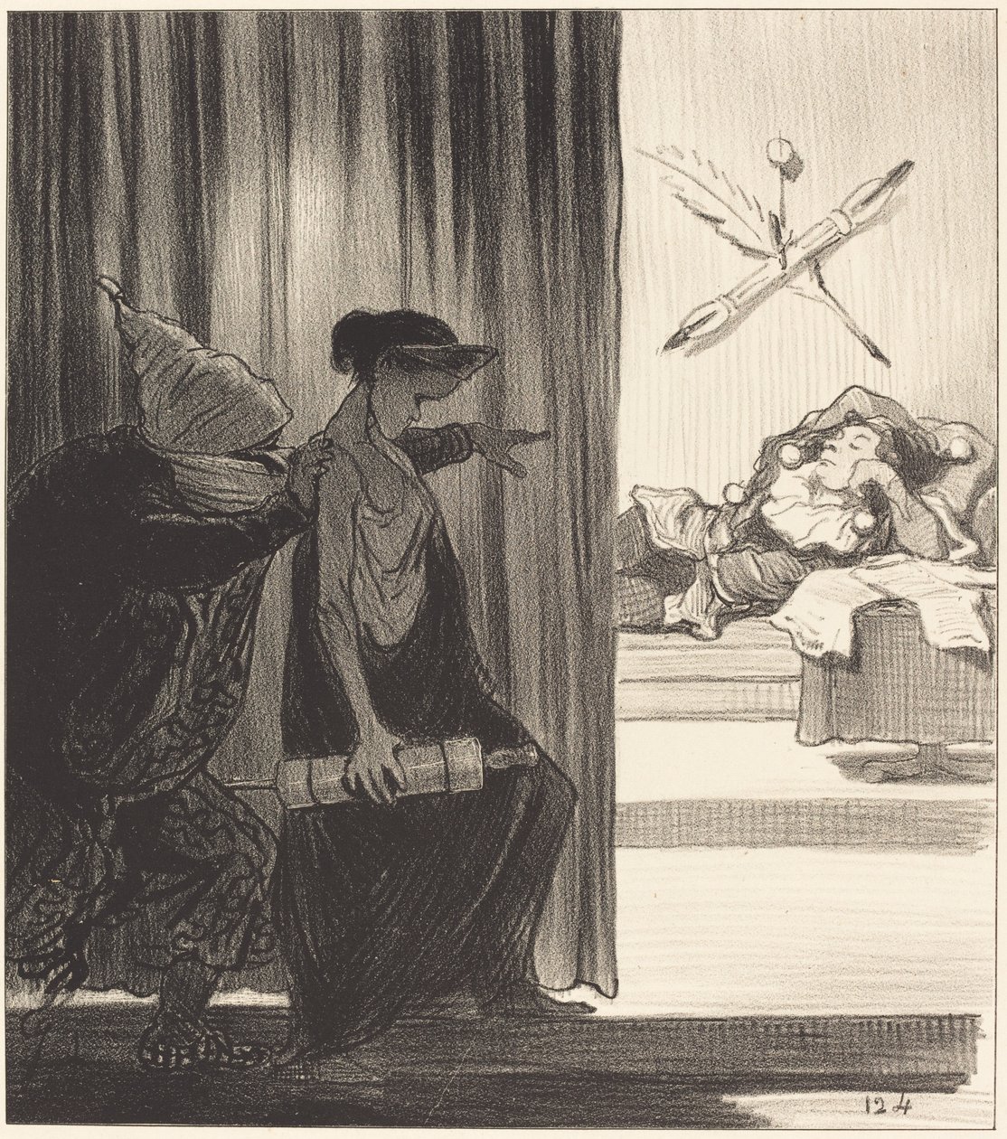 Clytemnestra knuffad av mimi Véron... av Honoré Daumier