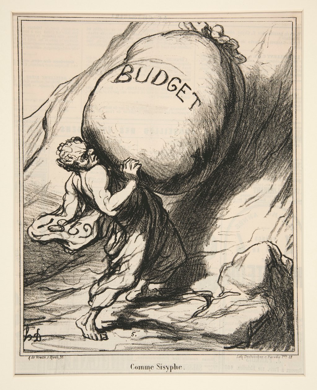 Som Sisyphus, från Actualites av Honoré Daumier