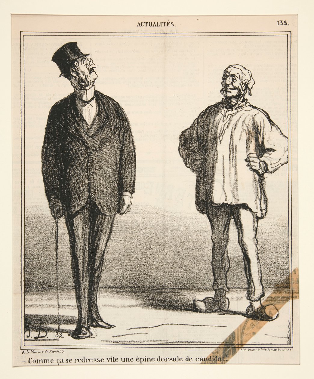 Hur snabbt en kandidats ryggrad rätas ut!, från Actualites av Honoré Daumier