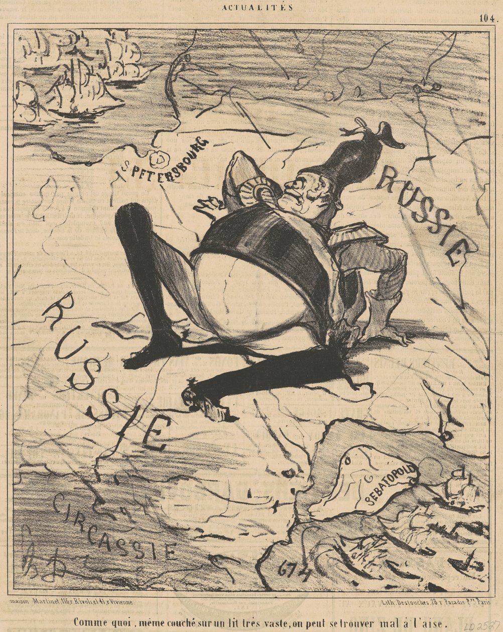 Som vad... på en väldigt stor säng,,, av Honoré Daumier