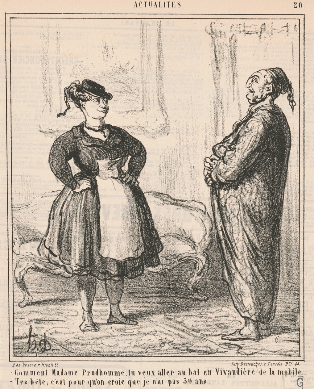 Hur Madame Prudhomme ... Som en vivandière ... av Honoré Daumier