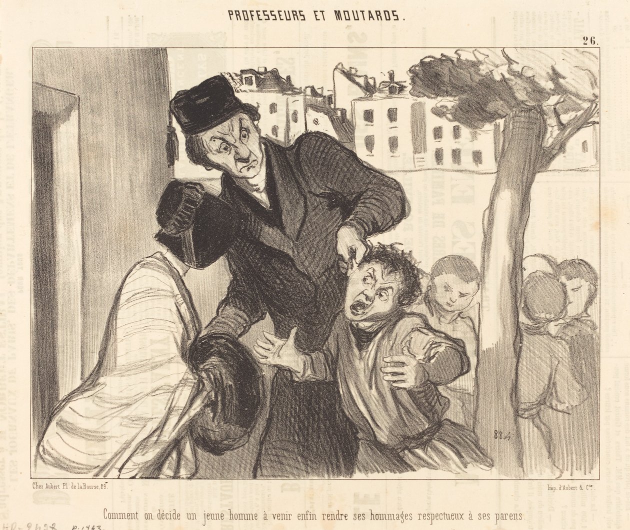 Hur bestämmer man sig för att en ung man ska komma... av Honoré Daumier