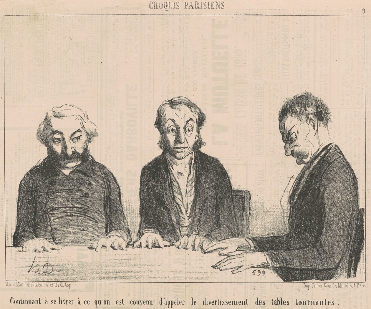 Fortsätter... Skivspelares underhållning... av Honoré Daumier