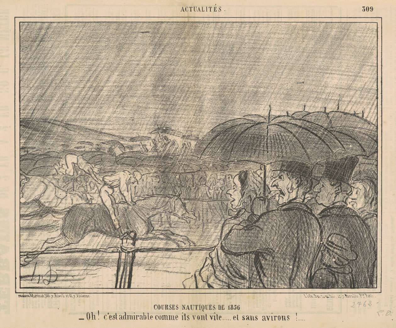 1856 Båtkapplöpningar av Honoré Daumier